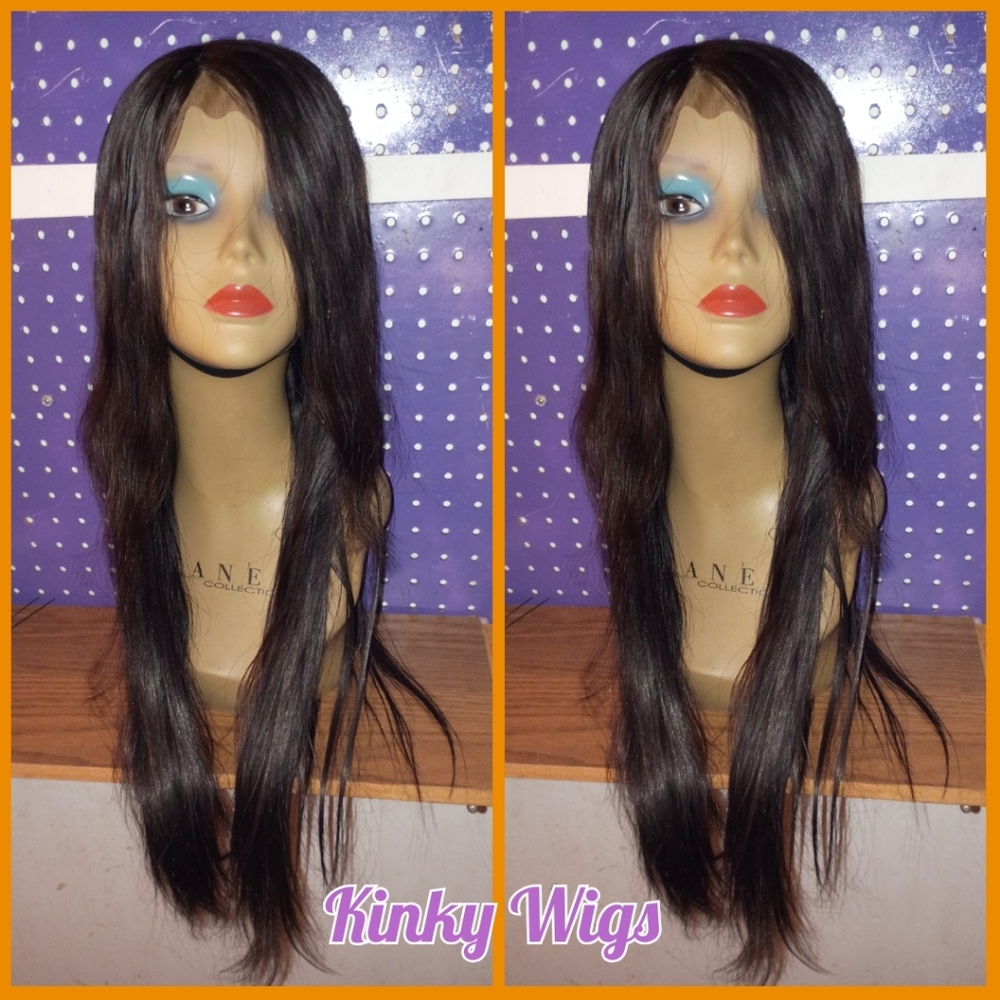 28" Remy Virgin Italian Straight 4x4 Silk Base Closure Human Hair Wig